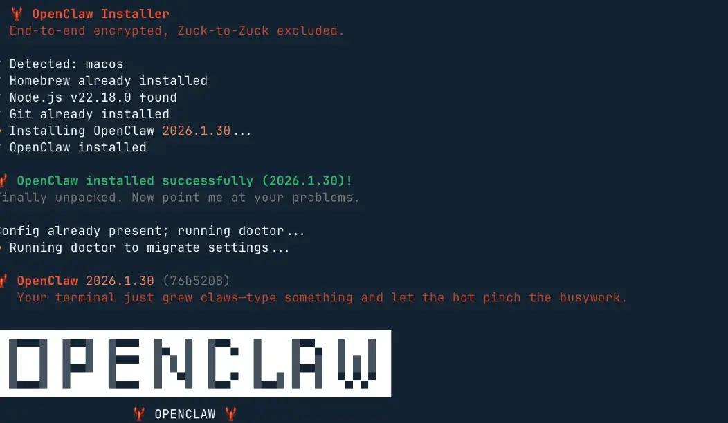 OpenClaw installation via terminal